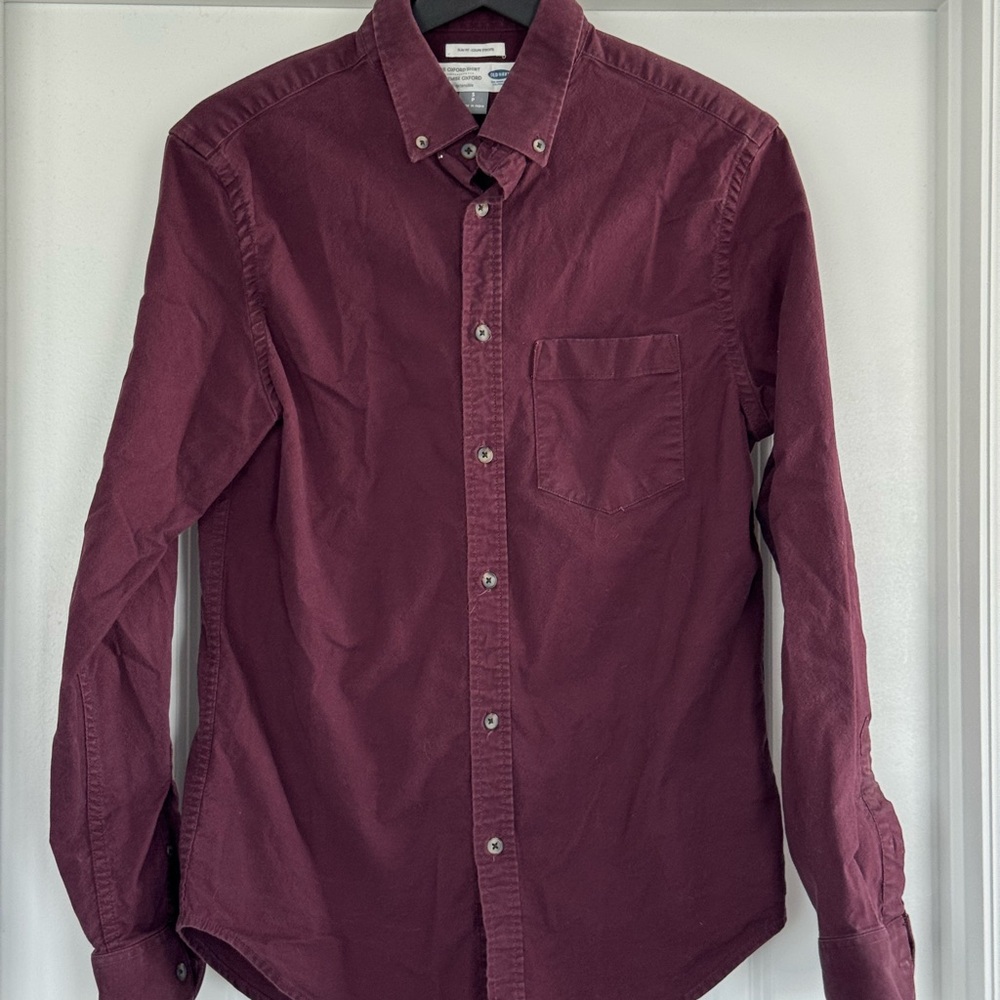 Old Navy Men's Dark Red Casual Button-Down Shirt